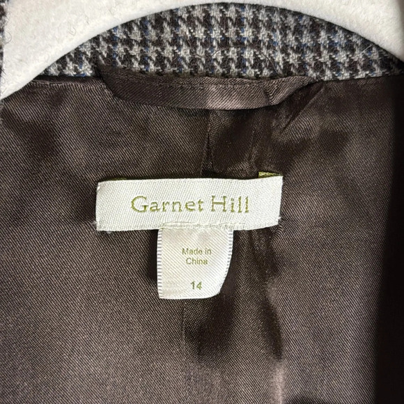 Garnet Hill Houndstooth Fitted Cropped Jacket Size 14 - Picture 2 of 8